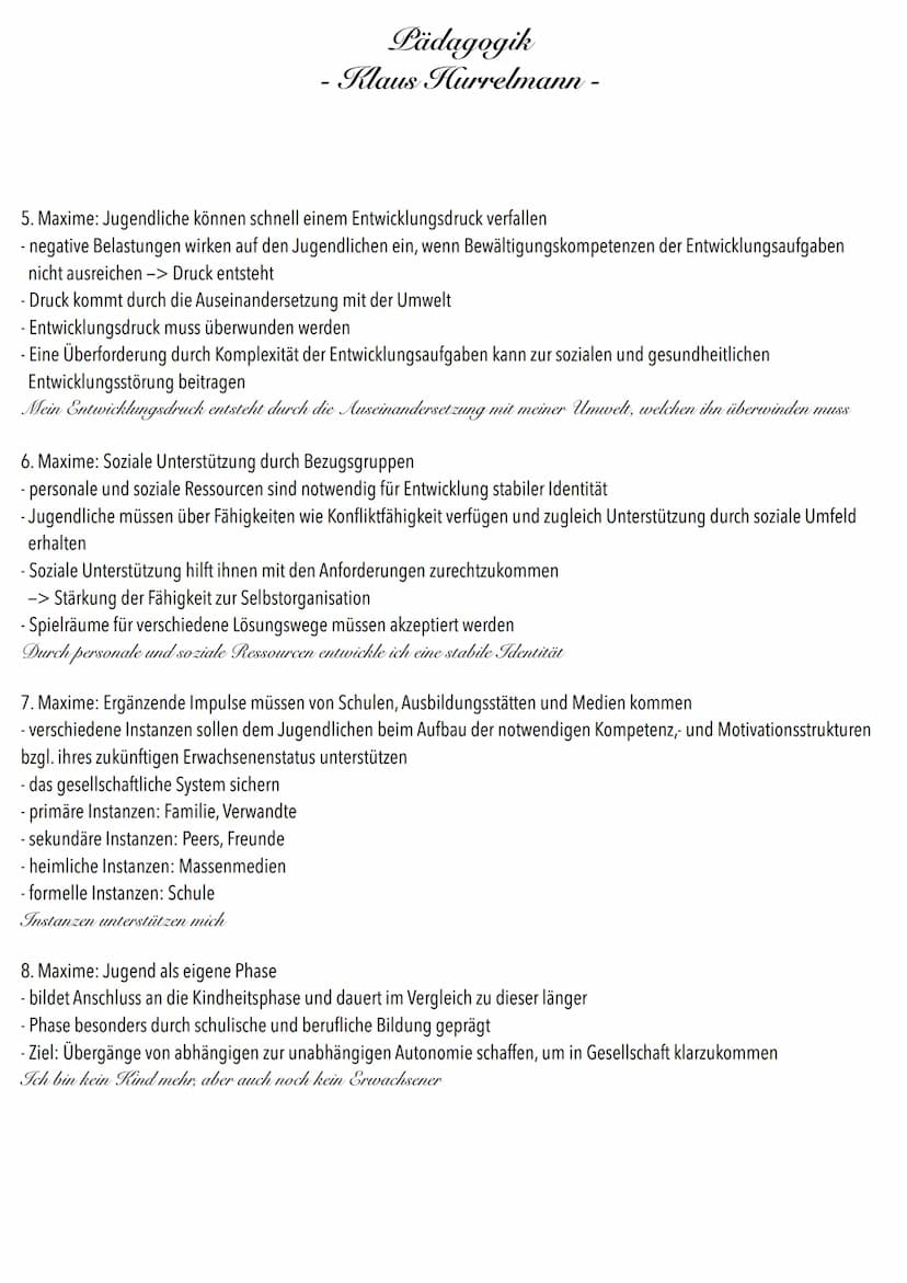 Pädagogik
- Klaus Hurrelmann -
Entwicklungsaufgaben im Jugendalter
Gesellschaftliche und kulturelle Erwartungen werden den Individuen von au