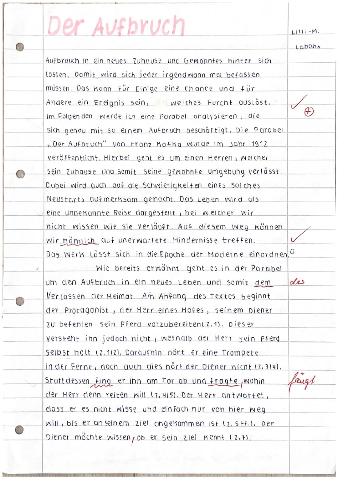 Analyse „Der Aufbruch” von Franz Kafka