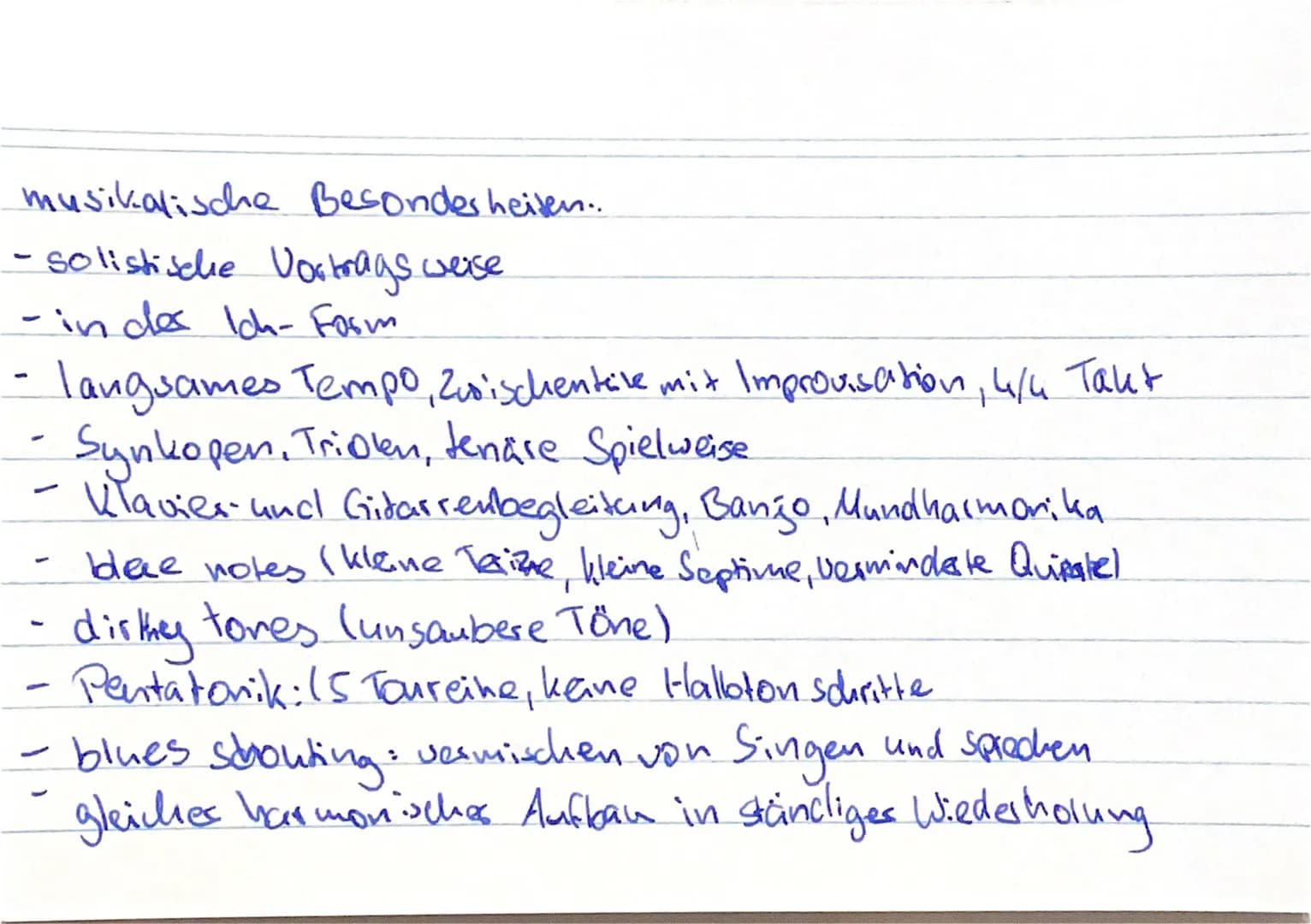 Worksong
allgemein:
- harte Sklavenarbeit z.B Rudern, Baumwoll feldes. Straßen-
und Schienen bau, im Bergwerk, im Haushalt der Weißen
musika