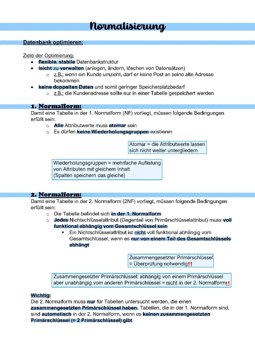 Normalisierung in Datenbanken: Grundlagen bis zur 3. Normalform