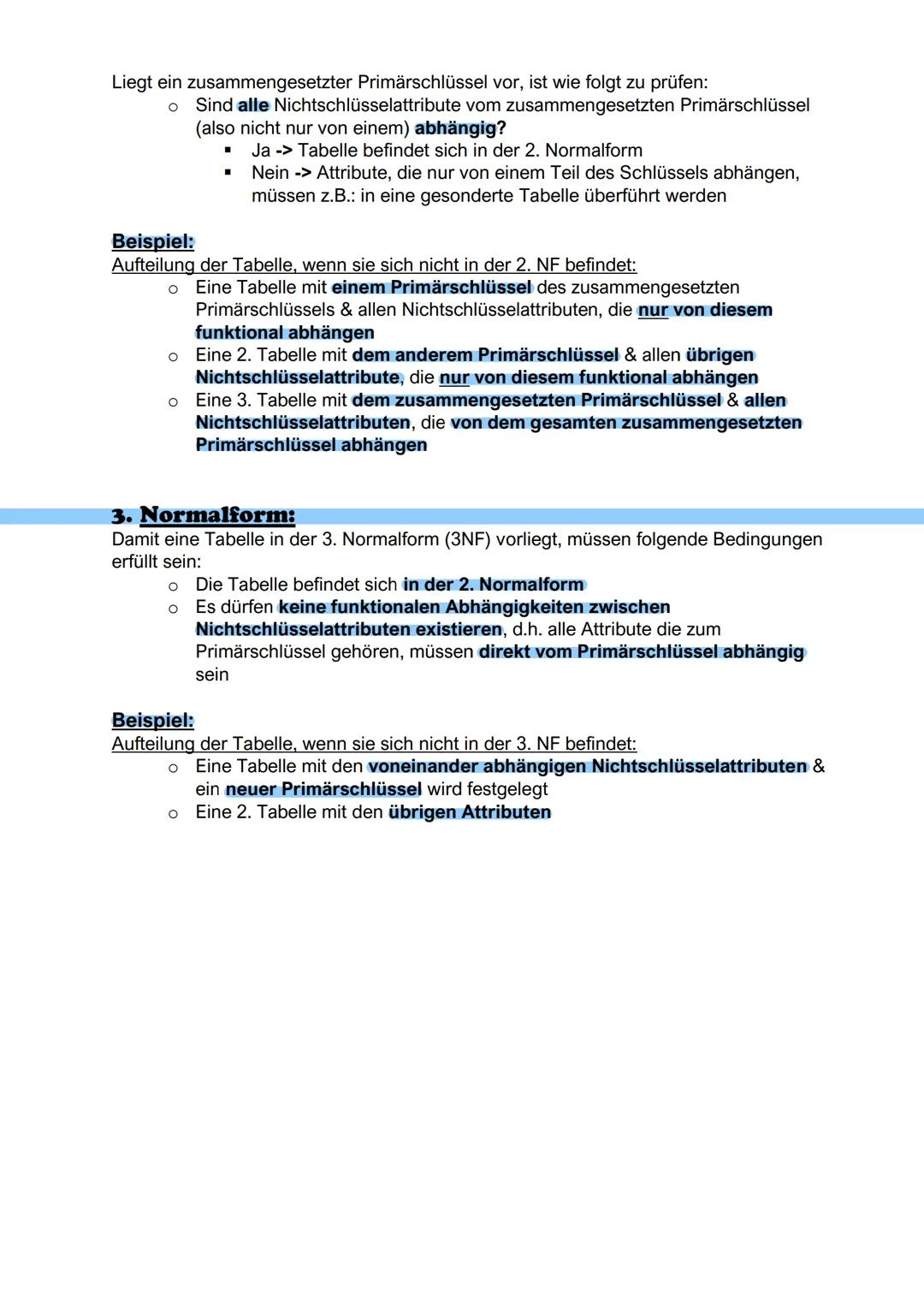 Datenbank optimieren:
Ziele der Optimierung:
● flexible, stabile Datenbankstruktur
leicht zu verwalten (anlegen, ändern, löschen von Datensä