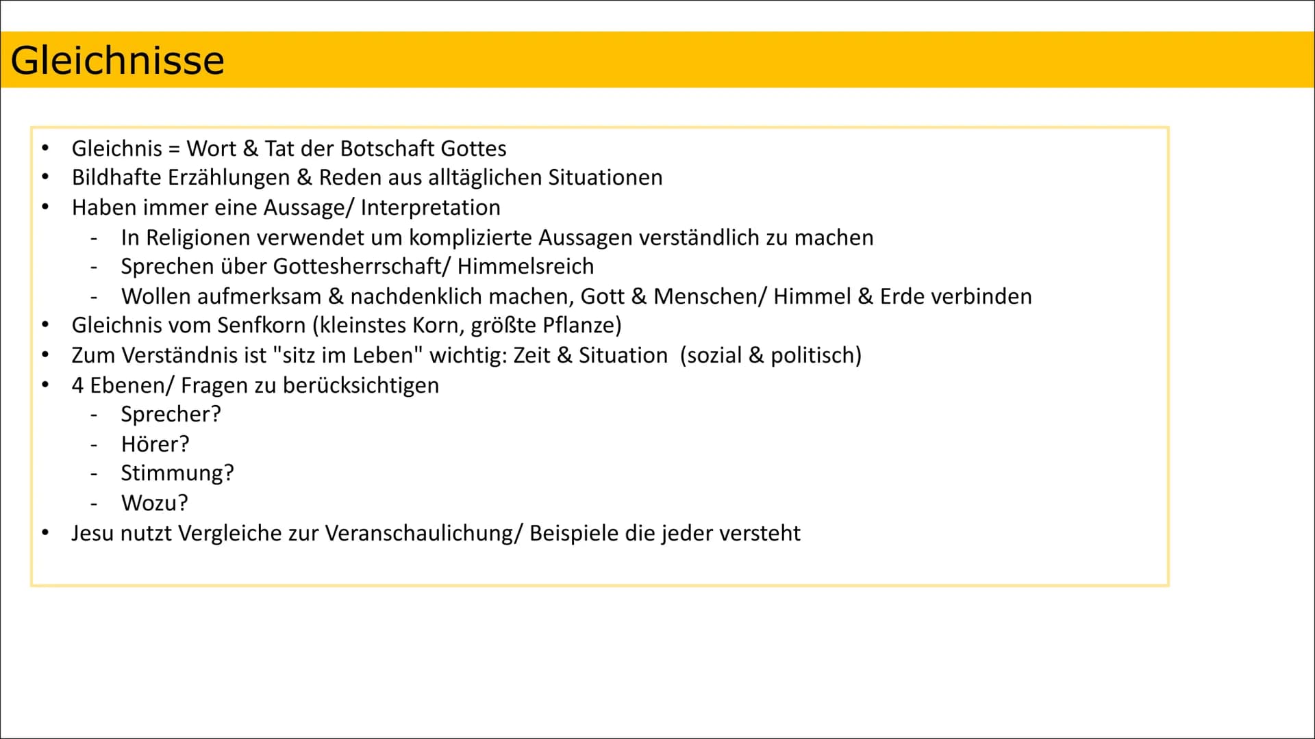 Reich Gottes-Botschaft
Anspruch Jesu
Beginn Reich Gottes durch das Wirken Jesu
●
●
●
●
●
Fortführung durch nächstenliebendes Handeln
Vollend