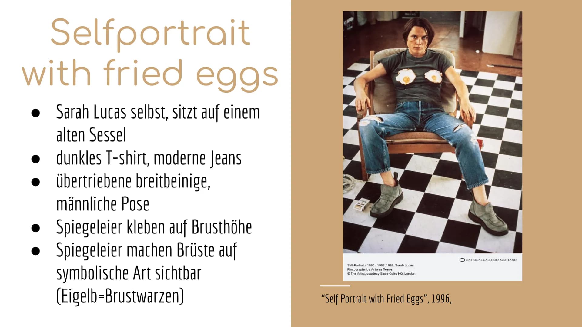 Sarah
Lucas
zeitgenössische
Kunst
Thabea Christiansen
Imke Pioch Ihre Geschichte
1962
geboren und aufgewachsen in
Holloway, London
1982-1983