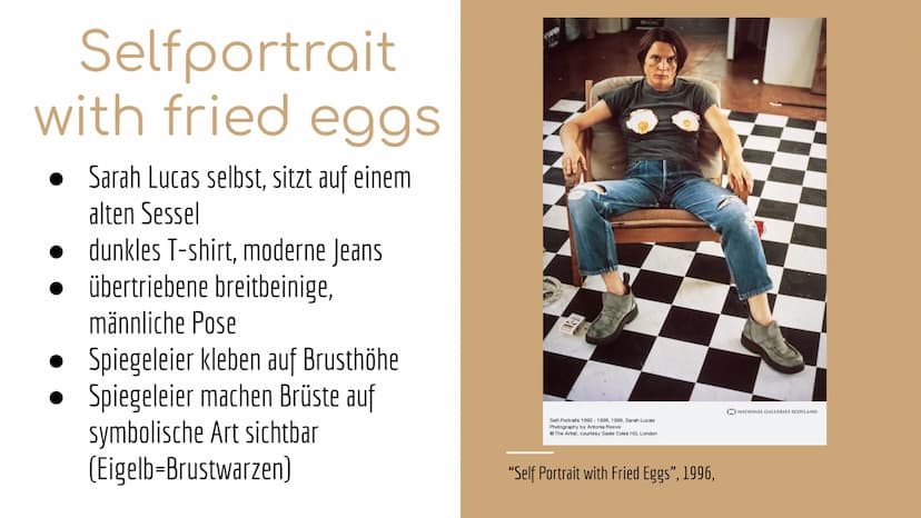 Sarah
Lucas
zeitgenössische
Kunst
Thabea Christiansen
Imke Pioch Ihre Geschichte
1962
geboren und aufgewachsen in
Holloway, London
1982-1983