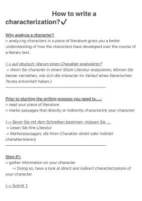 Know How to write a characterization ( Step by Step + Übersetzung ) thumbnail