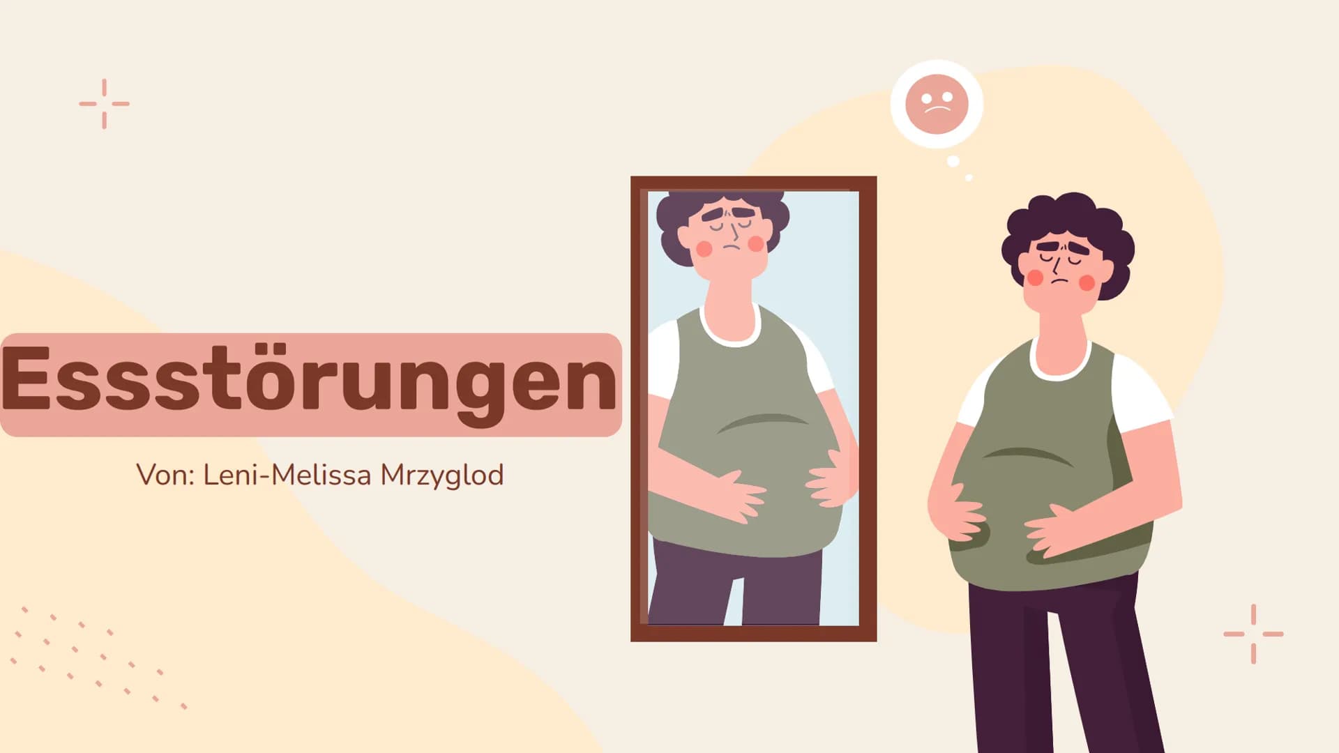 Essstörungen
Von: Leni-Melissa Mrzyglod
4- --
1.Einleitung
4.
Inhaltsverzeichnis
Psychoanalyse
2.Arten von
ES
5.Erziehung
3.Einflüsse +
01
E