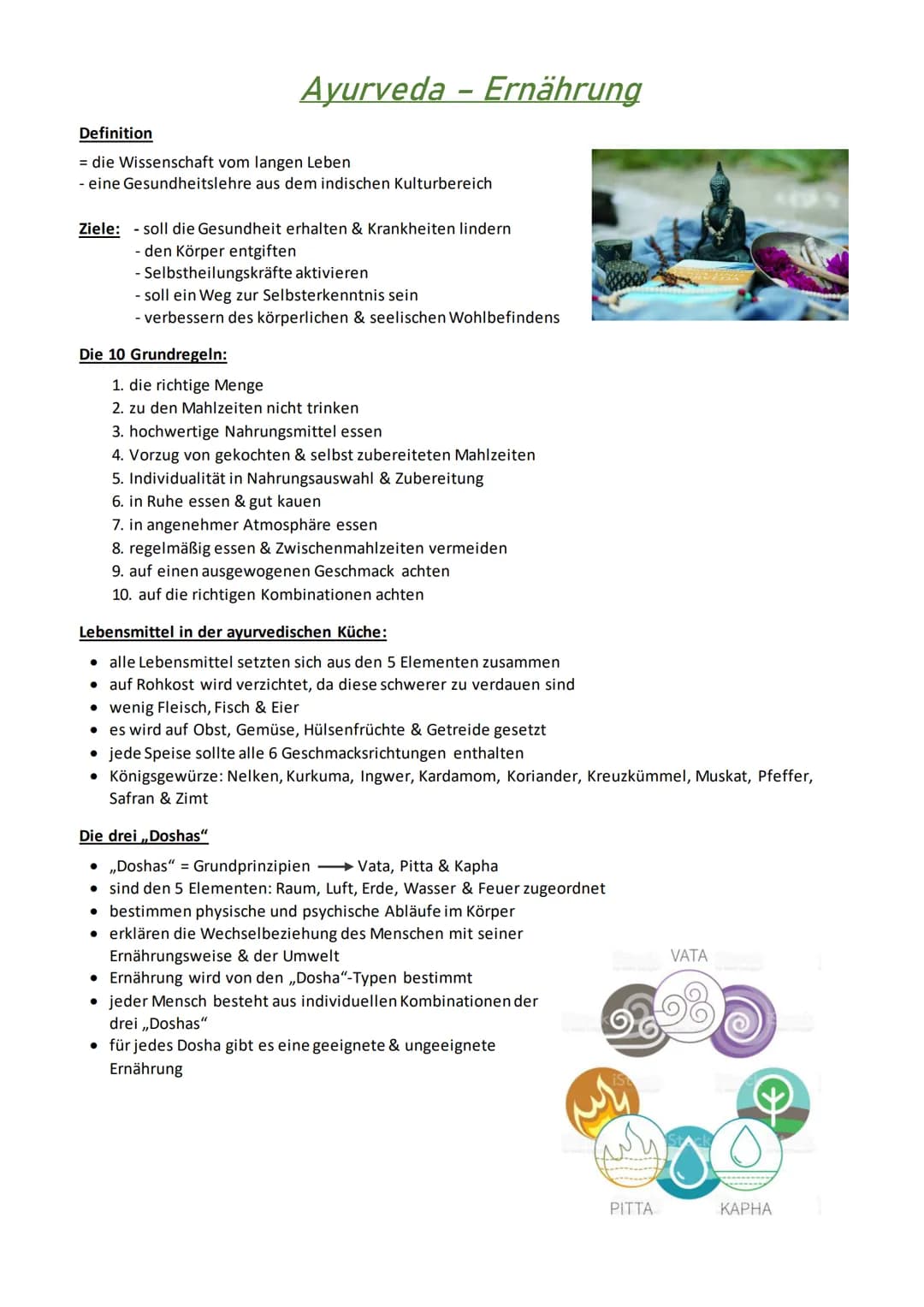 Definition
= die Wissenschaft vom langen Leben
eine Gesundheitslehre aus dem indischen Kulturbereich
Ziele: - soll die Gesundheit erhalten &