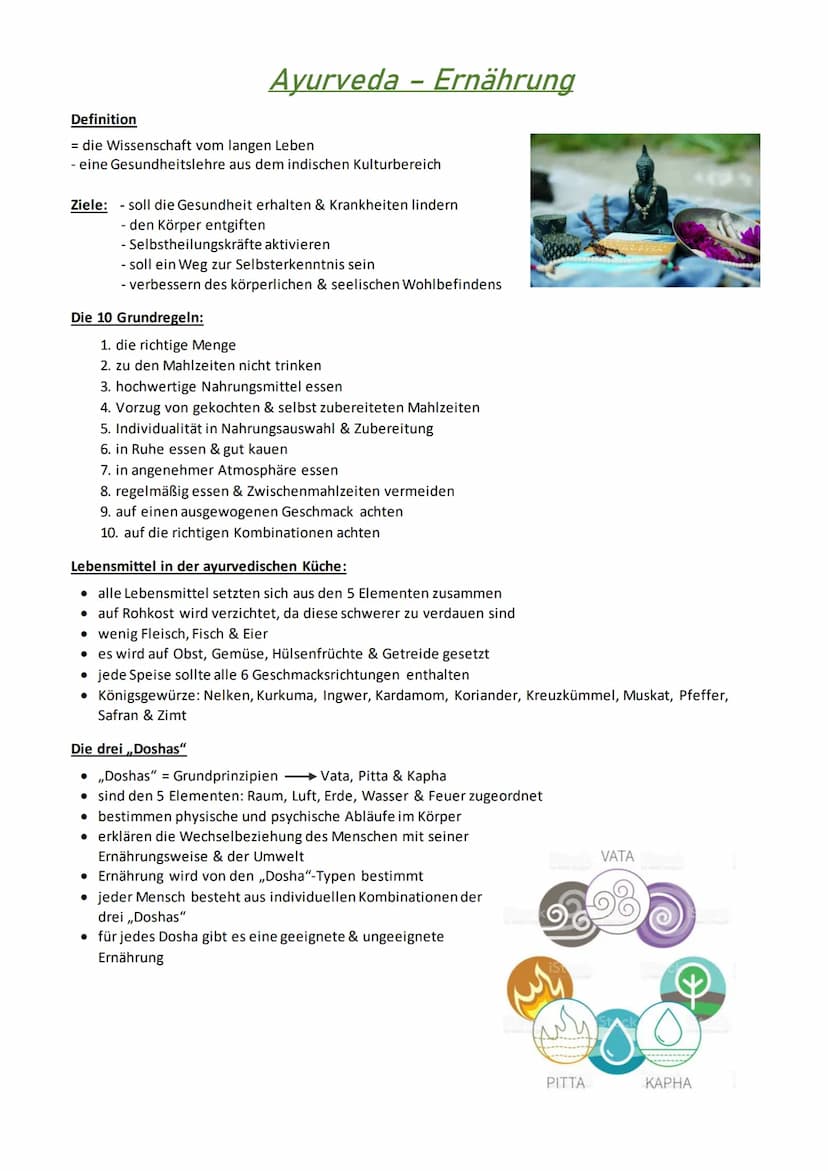 Definition
= die Wissenschaft vom langen Leben
eine Gesundheitslehre aus dem indischen Kulturbereich
Ziele: - soll die Gesundheit erhalten &