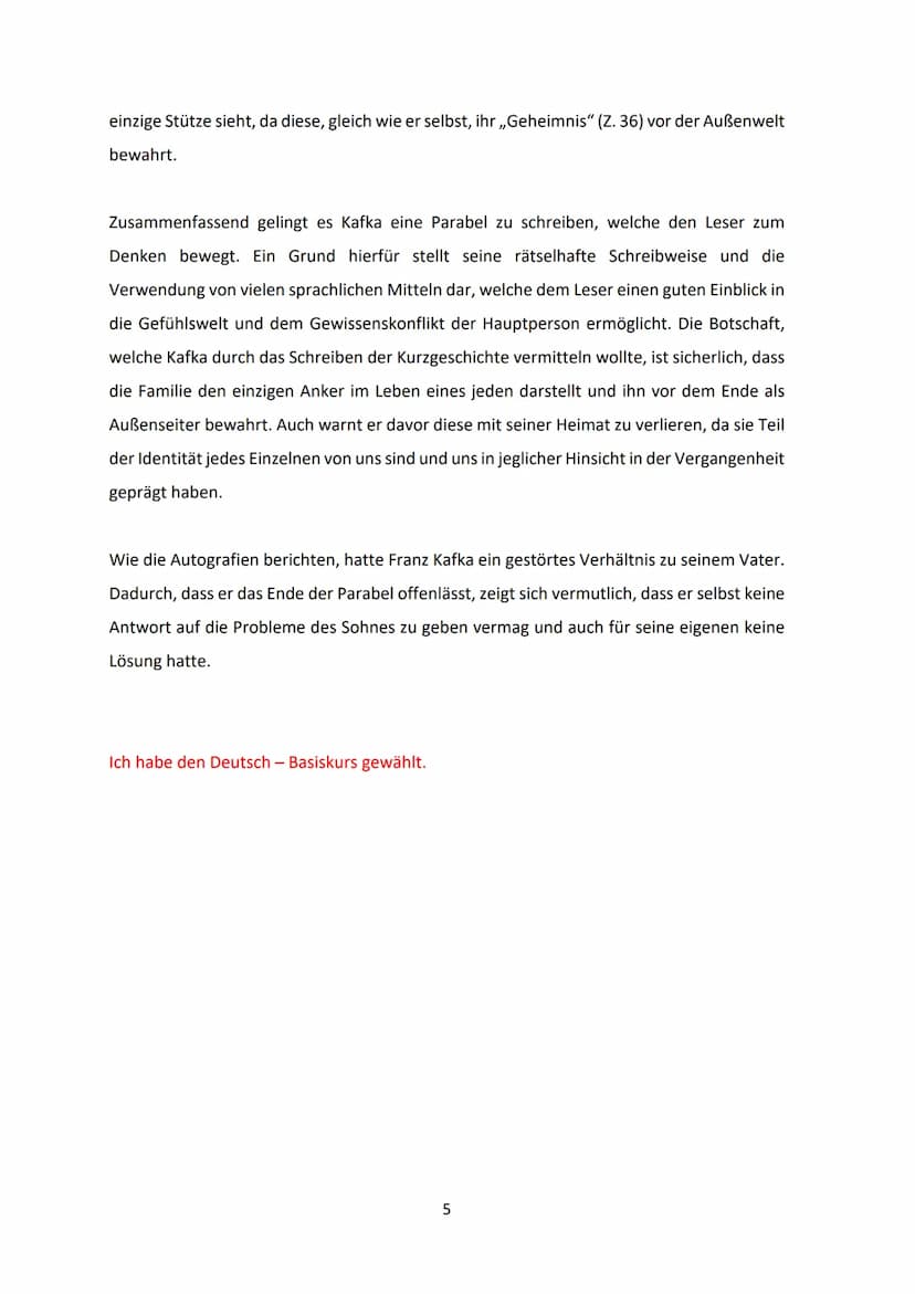 Heimkehr: Franz Kafka - Interpretation
Die Parabel ,,Heimkehr" von Franz Kafka wurde 1920 veröffentlicht und handelt von der
Rückkehr eines 