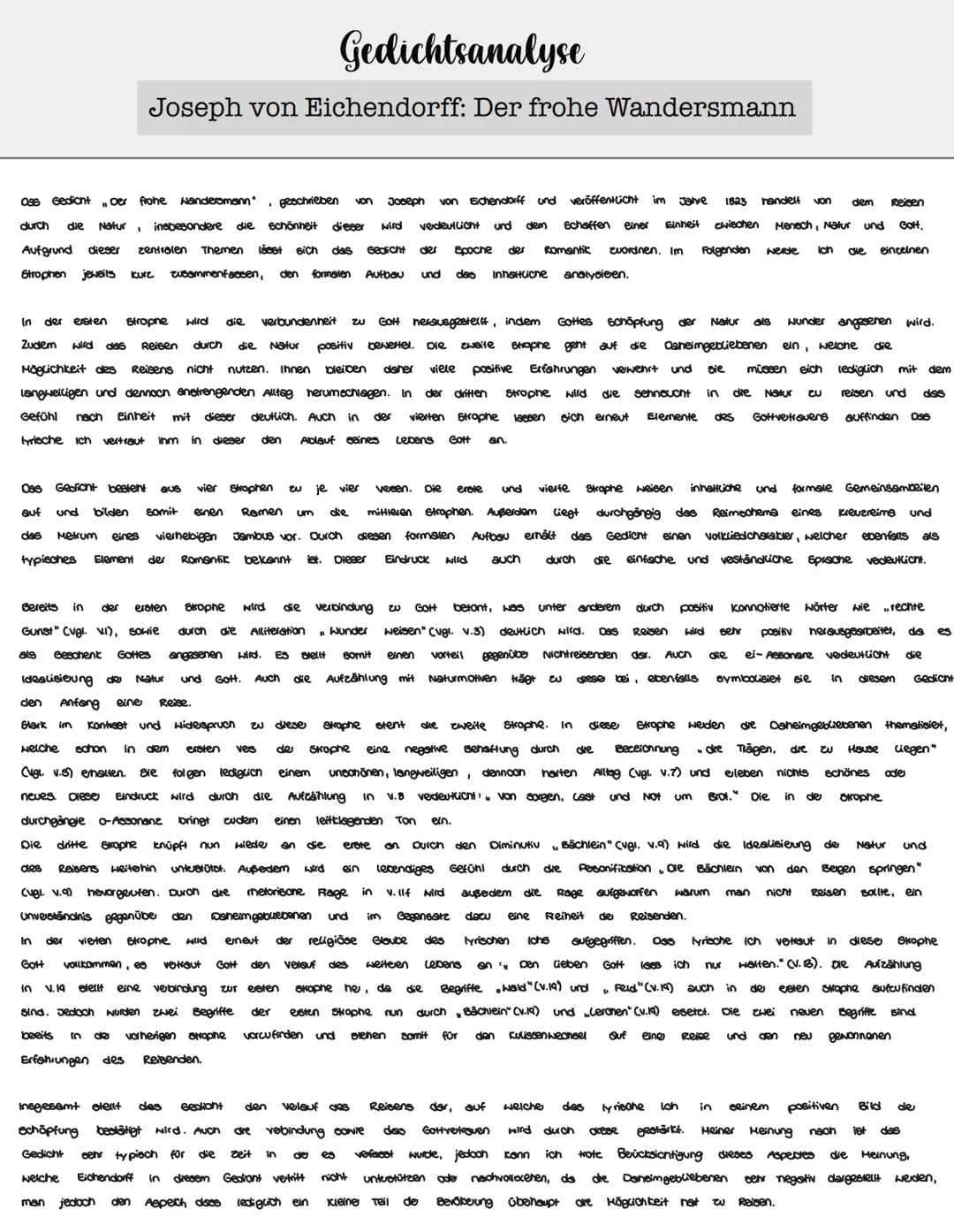Gedichtsanalyse
Joseph von Eichendorff: Der frohe Wandersmann
086 Gedichter frohe Wandersmann • geschrieben van Joseph von Eichendorff und v