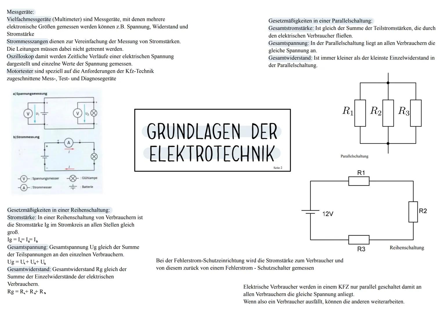 Wirkungen des elektrischen Stromes:
Magnetische Wirkung - Im Generator
Wärmewirkung - Glühbirne
Lichtwirkung - Im Scheinwerfer
Chemischewirk