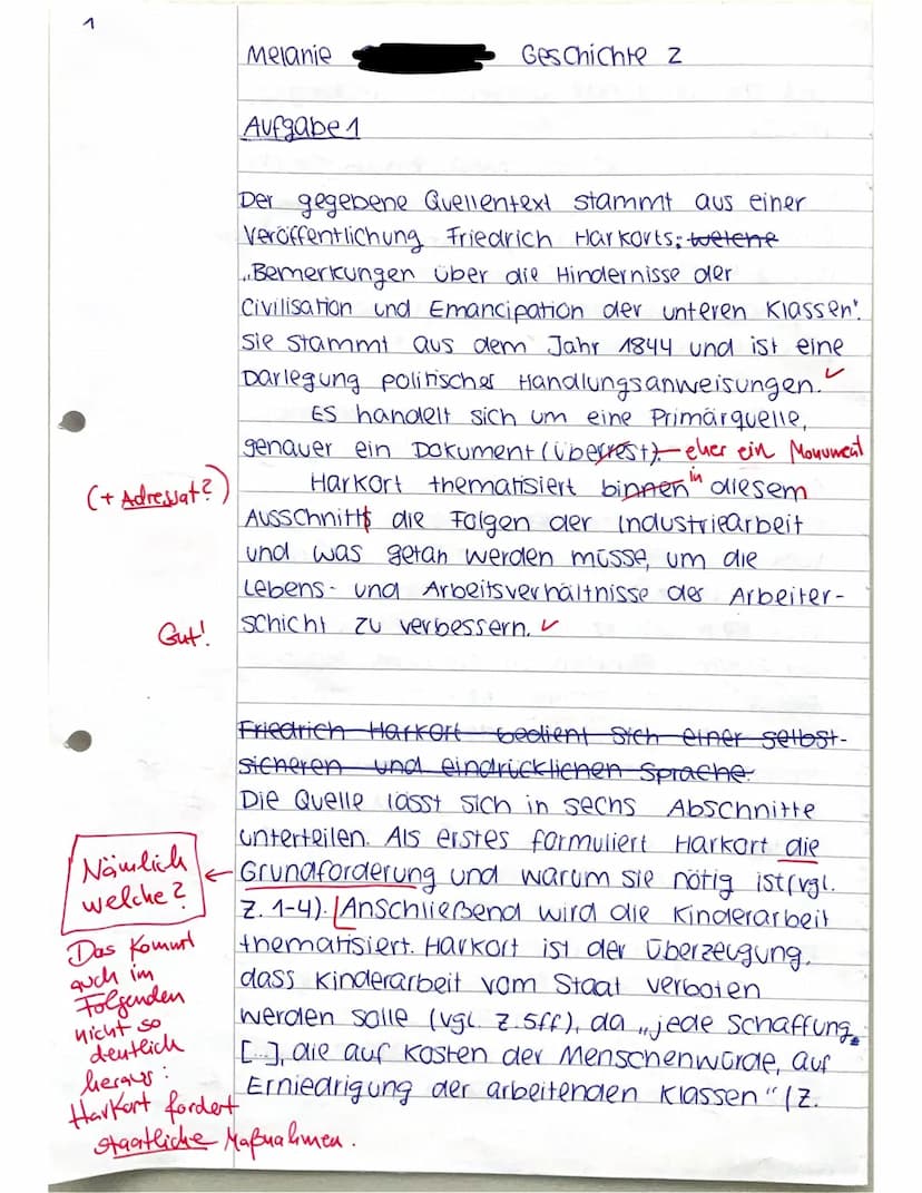 11_1: KA No. 2
Name: Melanie
●
●
GESCHICHTE (Leistungsfach)
VP: 34/27
NP: 12
Bitte beantworten Sie die folgenden Fragen in zusammenhängenden