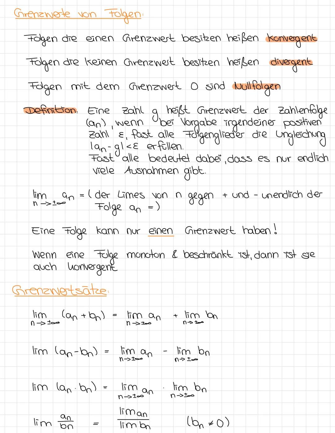 M A T H E 22 11.2021

1. Folgen + Eigenschaften
2. Reihen + Eigenschaften
3. Grenzwerte + Grenzwertsätze
4. Konvergenz geometrischer Folgen 