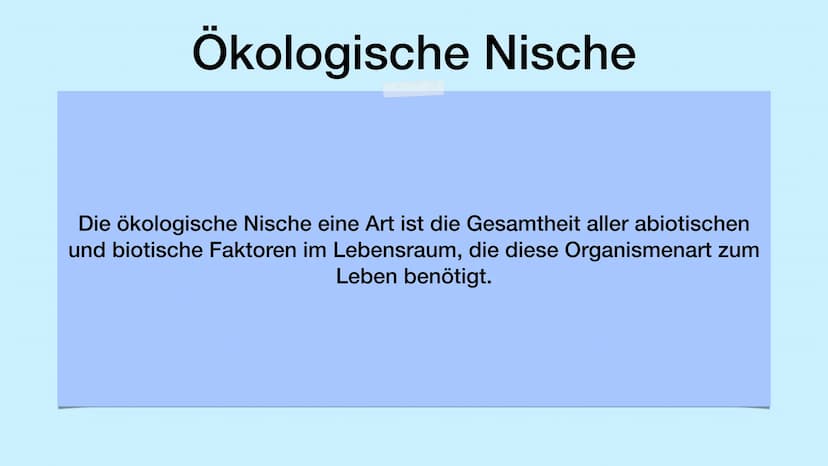 Handout - Ökologische Nische
Hannah Schmitt
Bi_LK_1 - Shf
Ökologische Nische
-> Die Ökologische Nische beschreibt die Gesamtheit der Beziehu