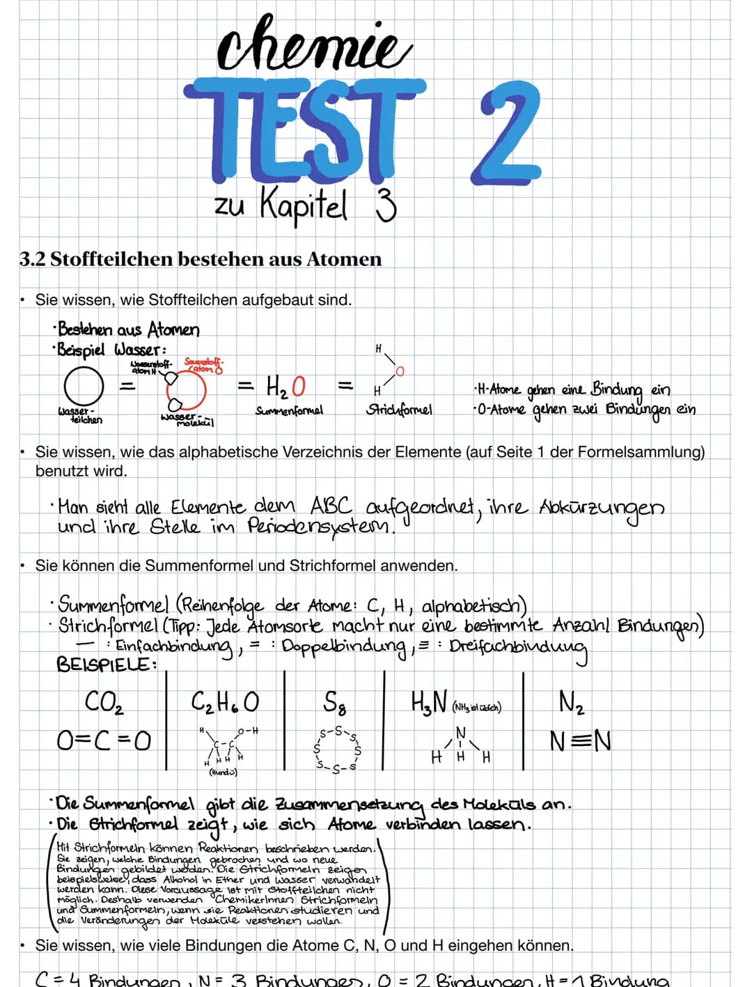 chemie
TEST 2
zu Kapitel 3
3.2 Stoffteilchen bestehen aus Atomen
• Sie wissen, wie Stoffteilchen aufgebaut sind.
Bestehen aus Atomen
Beispie