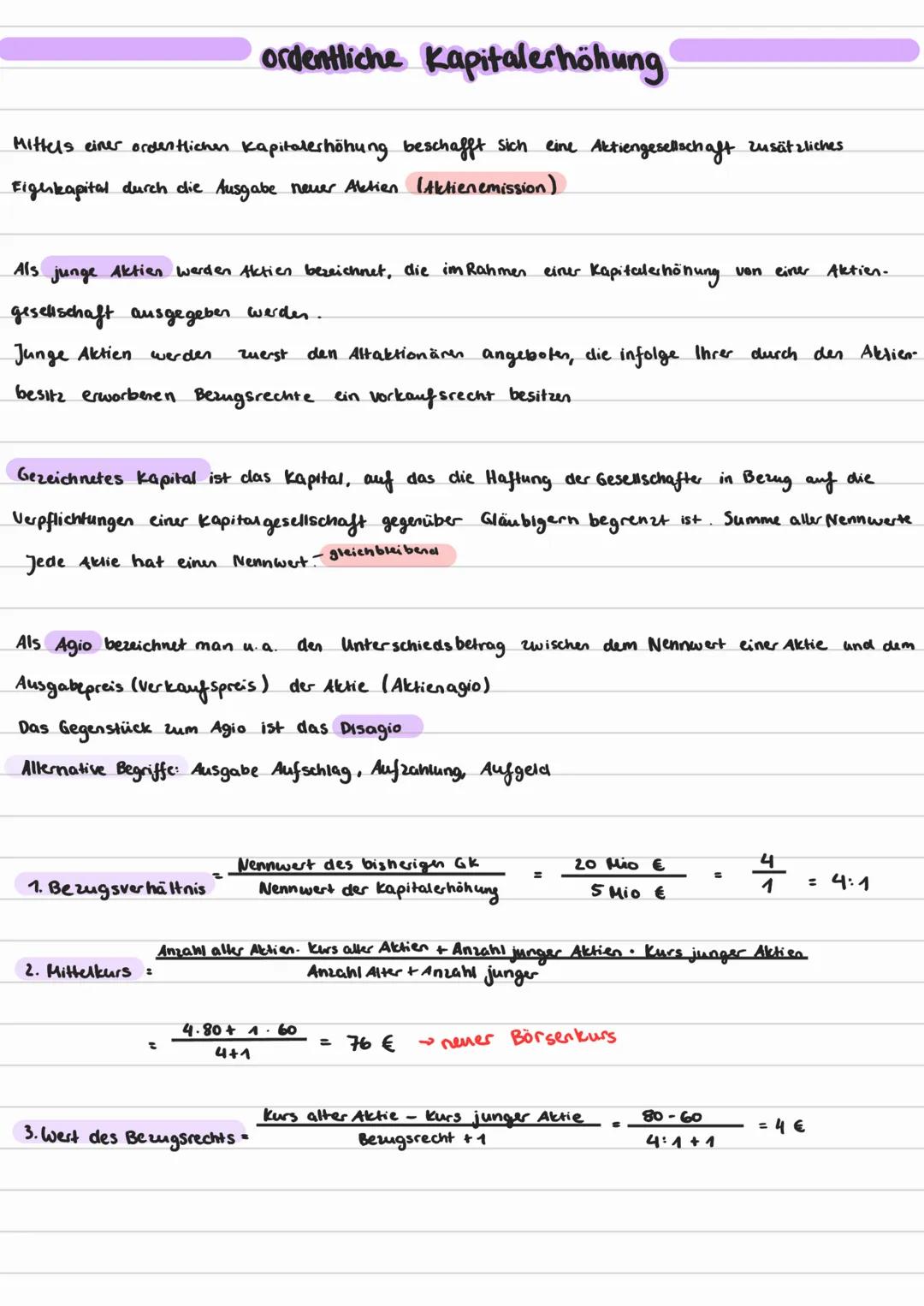 # ordentliche Kapitalerhöhung

Mittels einer ordentlichen Kapitalerhöhung beschafft sich eine Aktiengesellschaft zusätzliches
Fighkapital du