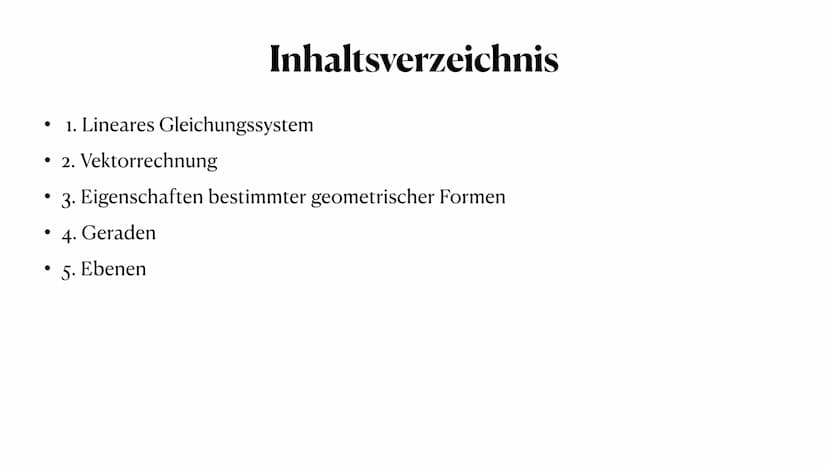 Analytische Geometrie und
Lineare Algebra ●
●
• 2. Vektorrechnung
3. Eigenschaften bestimmter geometrischer Formen
●
Inhaltsverzeichnis
1. L