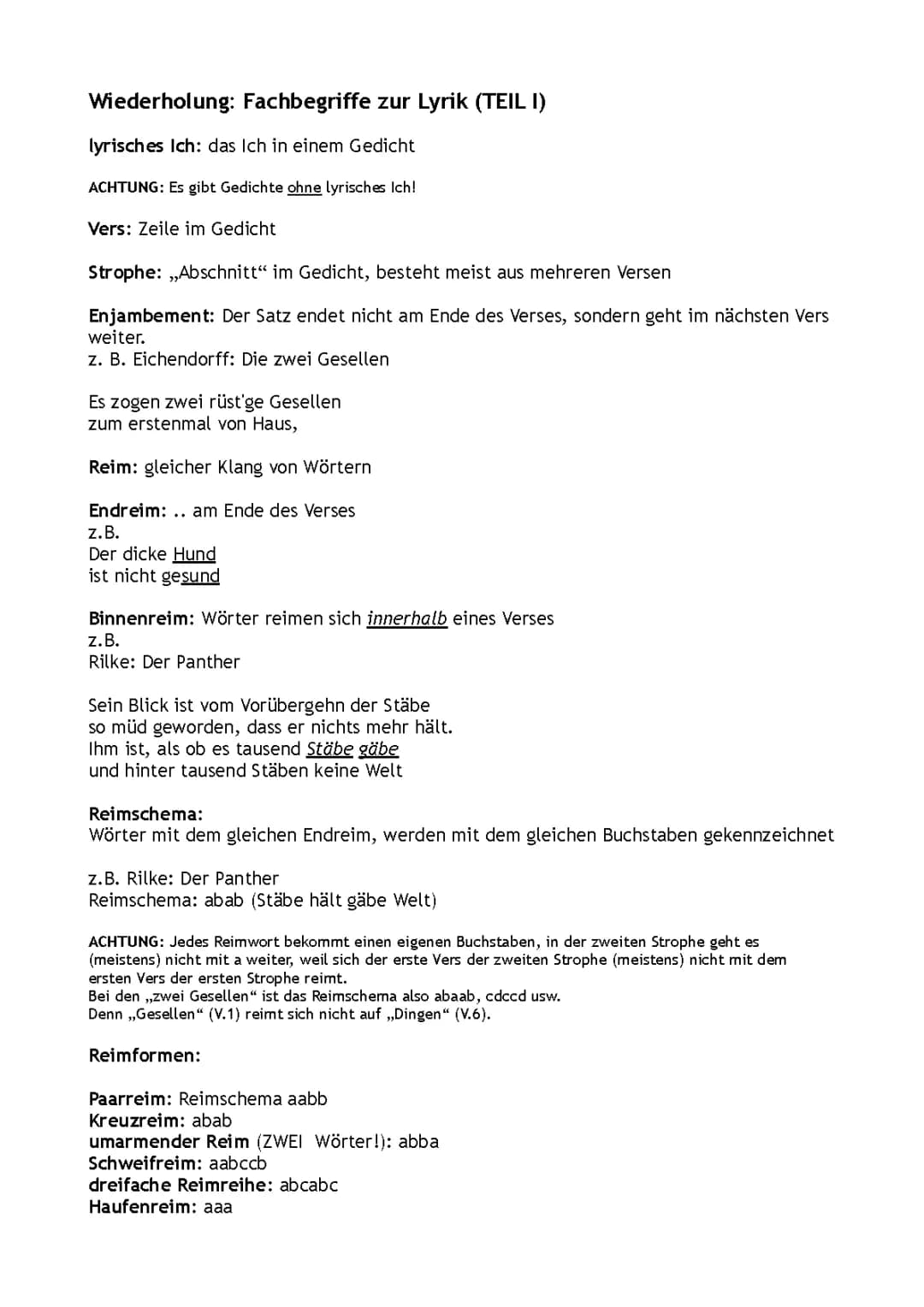 Fachbegriffe der Lyrik: Reimschema, Metrum und Kadenzen