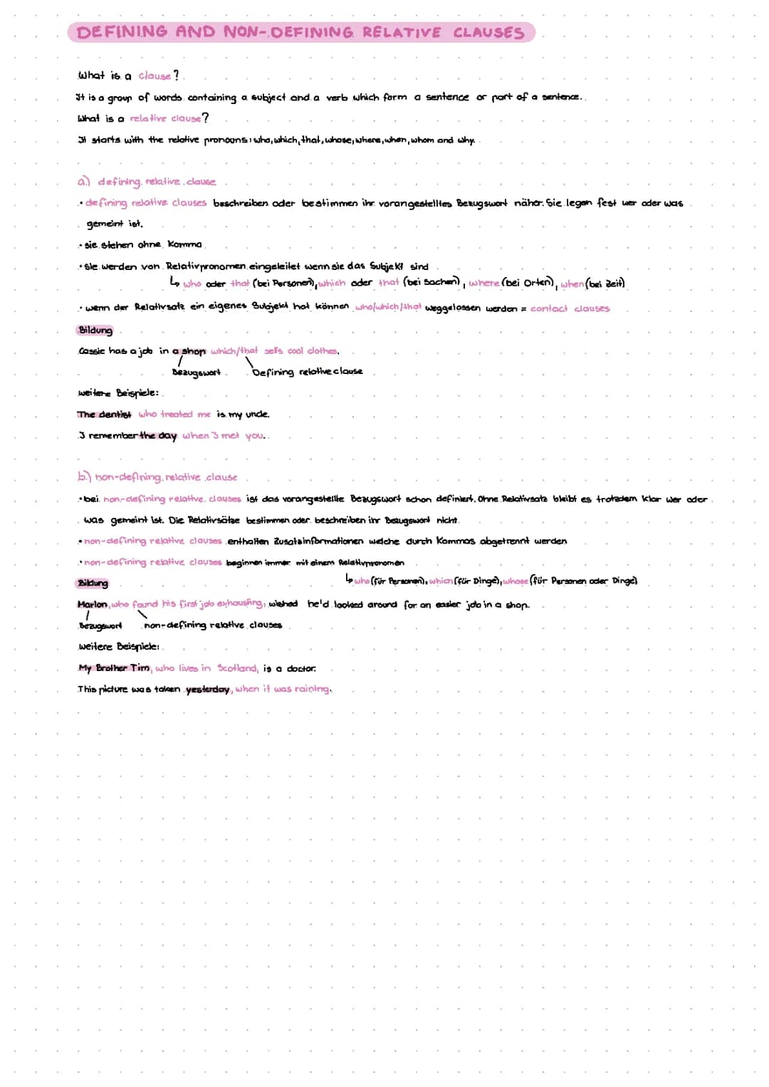 defining and non defining relative clauses 