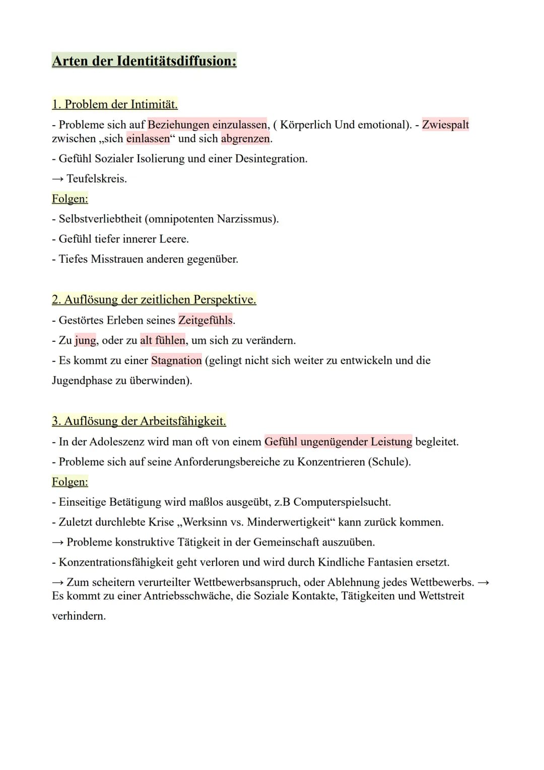 Erik Erikson Identität (Identitätsdiffusion)
Identität.
- Aneignen eines inneren Kapitals durch Erfahrungen, welches Individuell ist und ein