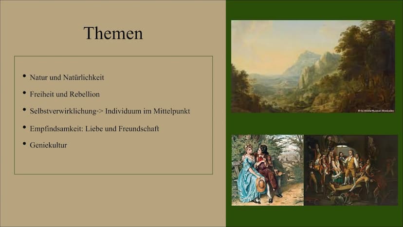 Herz
Ich
Einfachheit
Charakter
Idylle
Natur
Kraft
Selbstbestimmung
Ursprünglichkeit
Sturm und Drang
Vielfalt
Genie
Rebell
Empfindung
Begeist