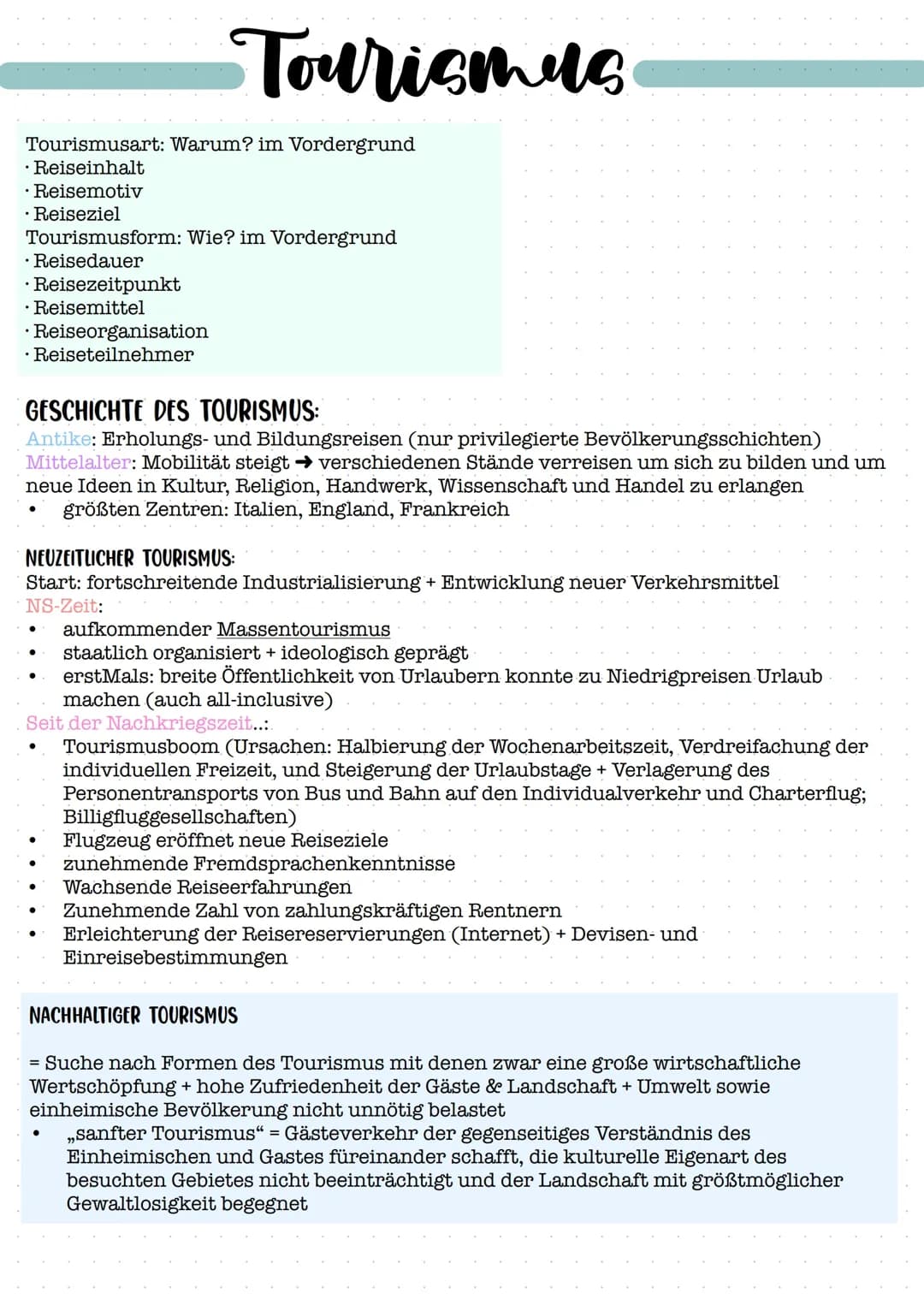 Zusammenfassung Tourismus Abitur