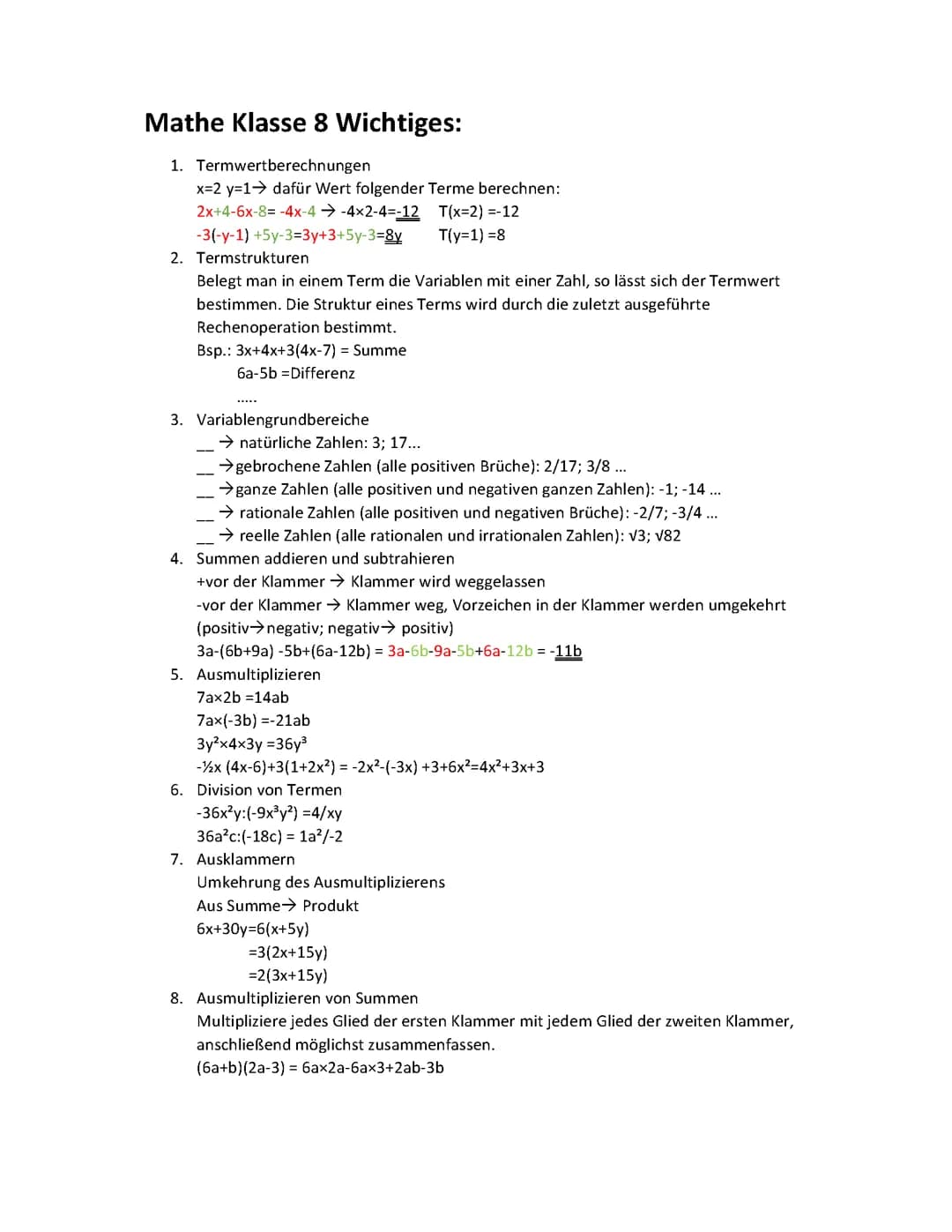 Alles Wichtige aus Mathe Klasse 8 