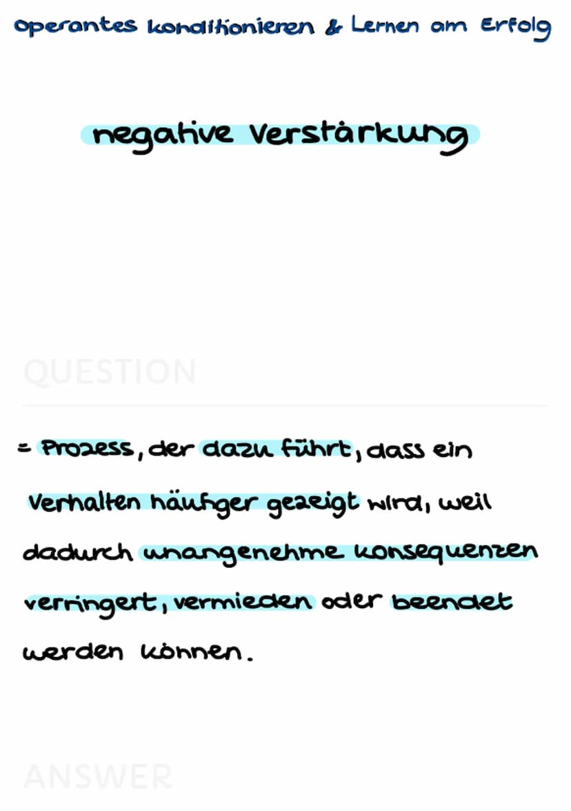 operantes konditionieren
Lernen am Erfolg operantes konditionieren & Lernen am Erfolg
Def. Lernen am Erfolg
QUESTION
= alle Lernprozesse, in