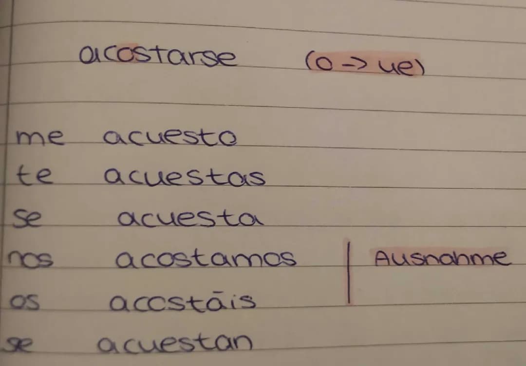 los verbos acostarse, ducharse, levantarse y relajarse 