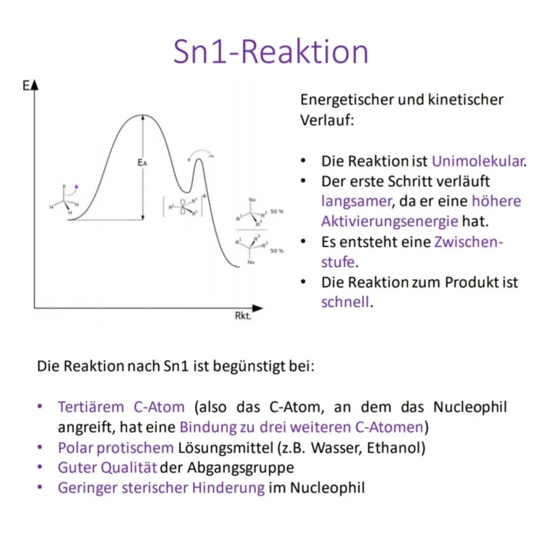 R¹
R³
xo
Sn1-Reaktion
R¹.
Summe
R3
Nu
Nu
R¹
Cat
R¹
+ Nu
R² 50%
R³
R³
Nu
R² 50%
Schritt 1:
Die Abgangsgruppe x verlässt das Molekül. Es entst