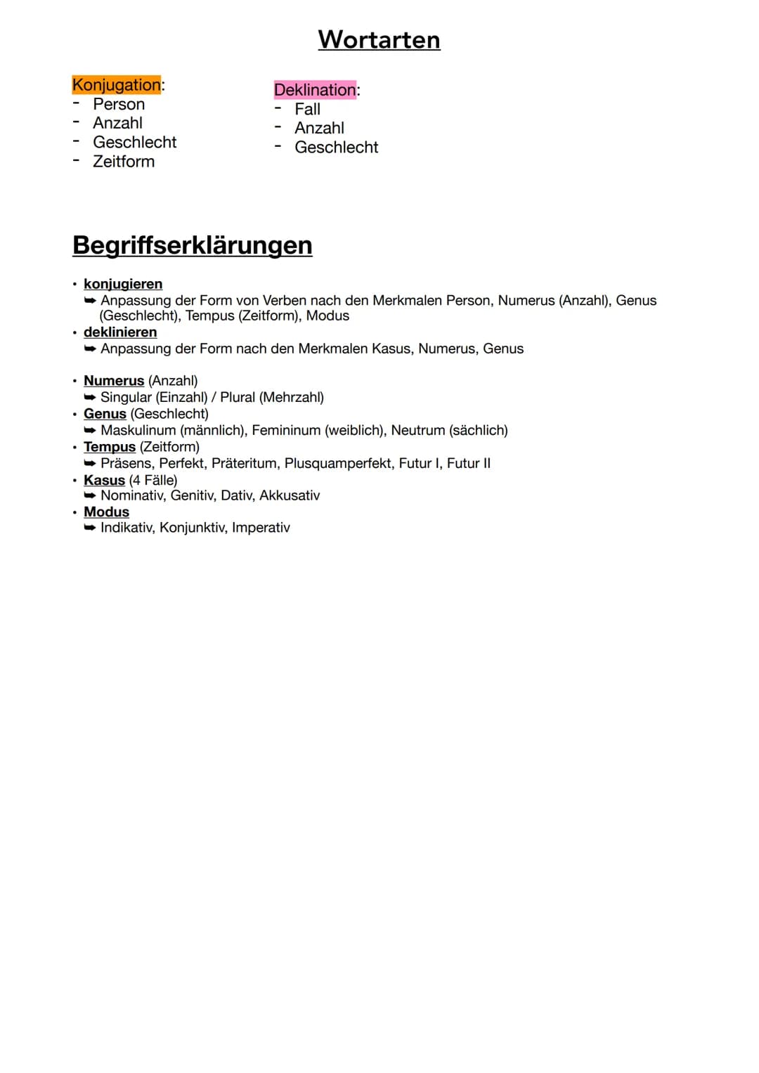 Wortarten
Interjektionen
• Ausrufewörter
Konjunktionen
Bindewörter
.
Präpositionen
Pronomen
Numerale
Zahlwörter
●
Artikel
.
Verhältniswörter