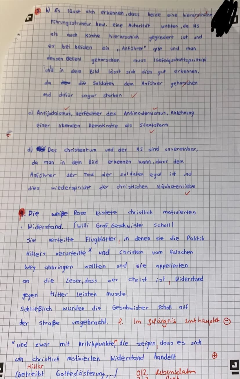 5,5
Thema: Kirche im Nationalsozialismus
1. a) Nenne die Bibelstelle, auf die Hitler sich berief, um seine Autorität zu legitimieren (1 P), 