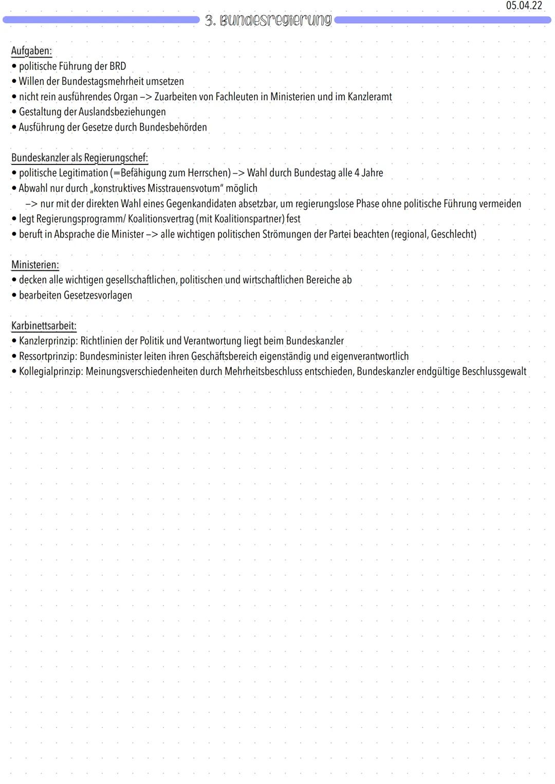 Aufgaben:
• Gesetzgebung
Wahl des Bundeskanzlers und wichtiger Staatsoberhaupte
wichtige Kontrollfunktion gegenüber der Bundesregierung
Fest