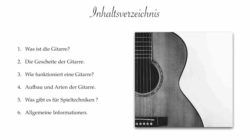 Ich hab mich dafür entschieden die Gitarre zu Präsentieren, weil ich selber schon seit ca.4 Jahren
Gitarre spiele und es mir sehr Spaß macht