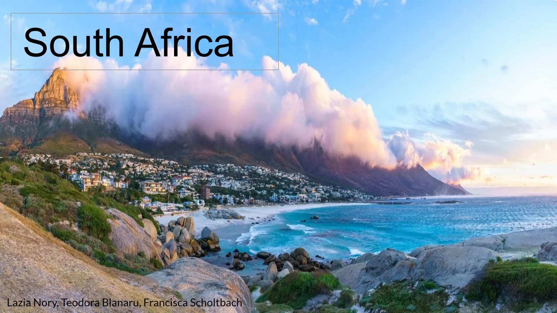 South Africa
Lazia Nory, Teodora Blanaru, Francisca Scholtbach Content
-
temperatures
time zones
history → European colonization, Apartheid
