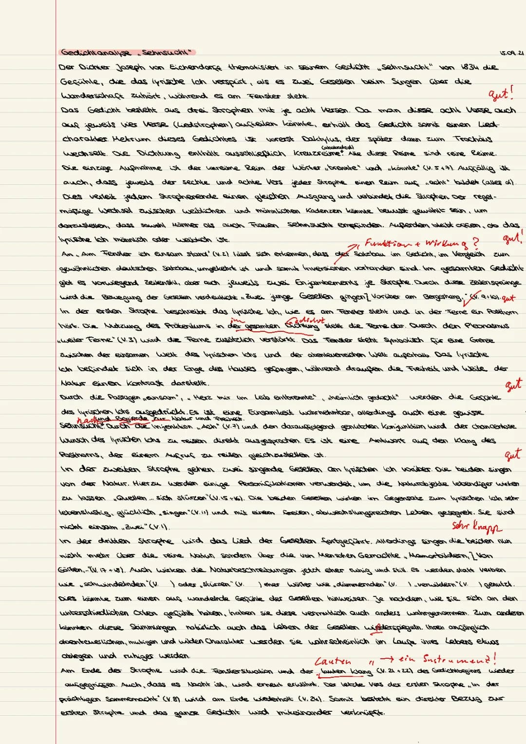 Gedichtanalyse: Sehnsucht von Joseph von Eichendorff – Thema, Sprachliche Mittel, Interpretation