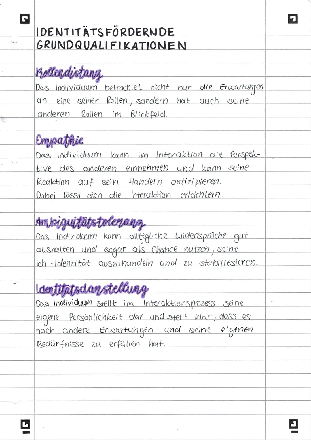 G
Identitätsbegriff
SOZIALE IDENTITÄT
-gesellschaftliche Erwartungen
an das Individuum, sich in
einer Rolle zu verhalten wie
alle anderen
->