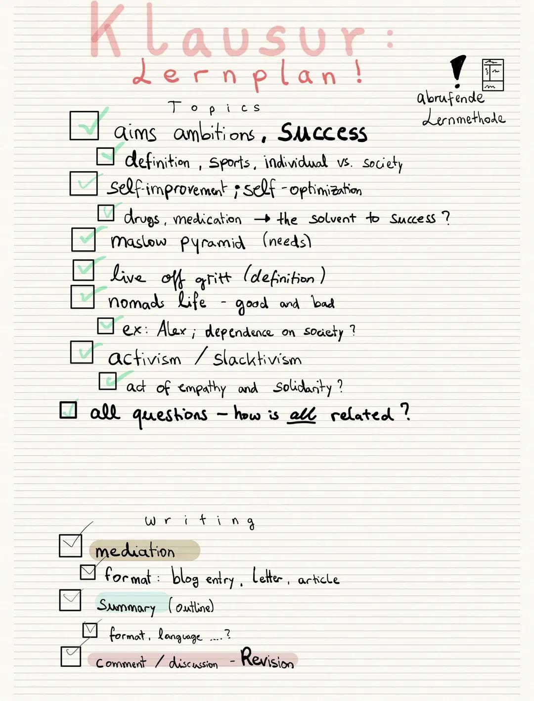 Aims and ambitions-writing skills formulations