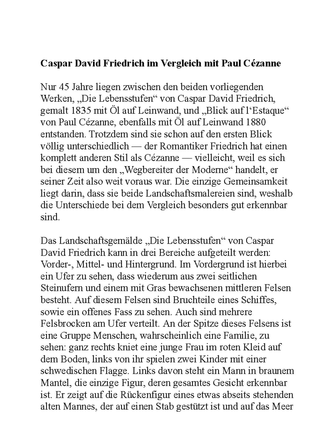 Kunst LK 15P Klausur Caspar David Friedrich/Paul Cezanne