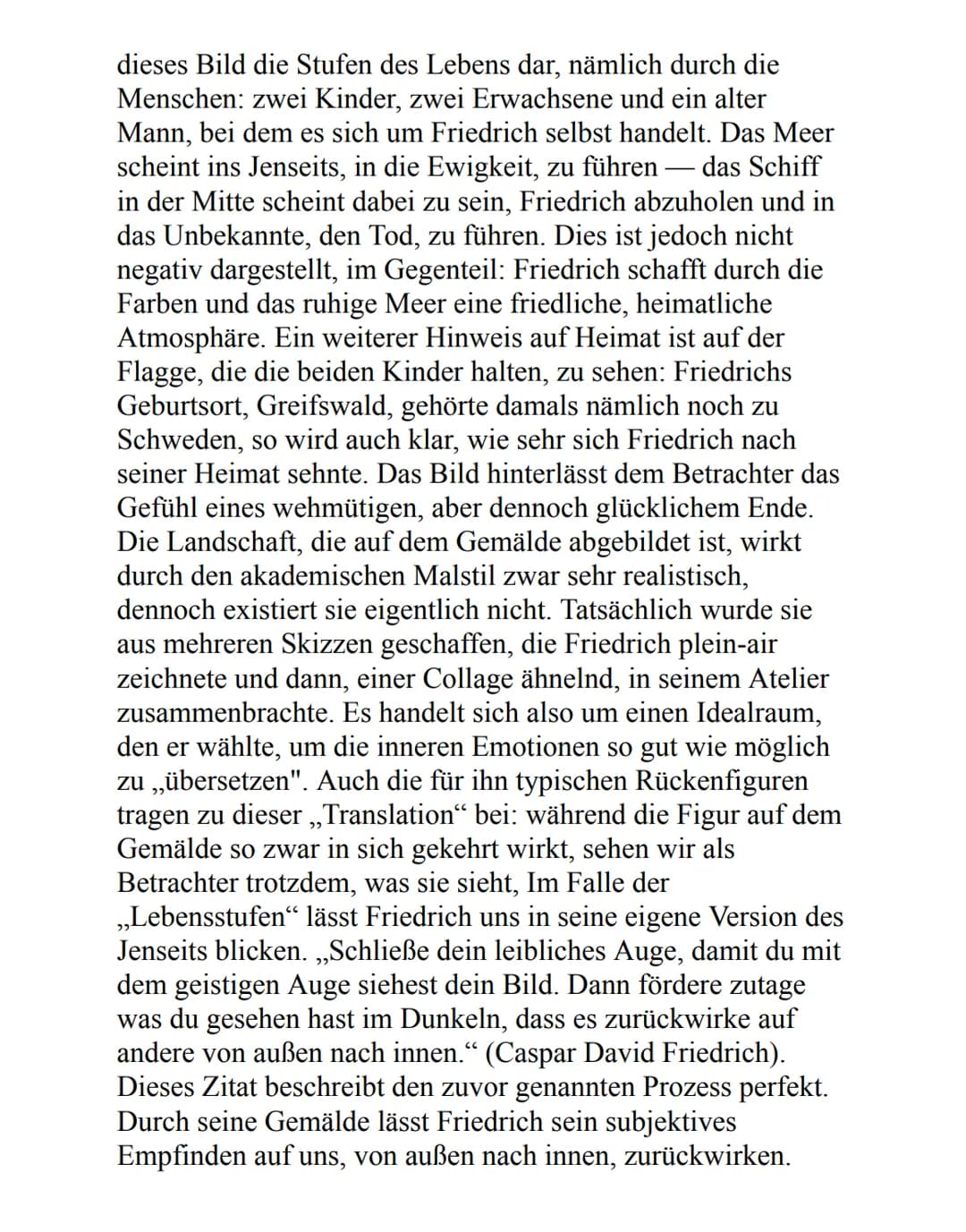 Caspar David Friedrich im Vergleich mit Paul Cézanne
Nur 45 Jahre liegen zwischen den beiden vorliegenden
Werken, ,,Die Lebensstufen“ von Ca
