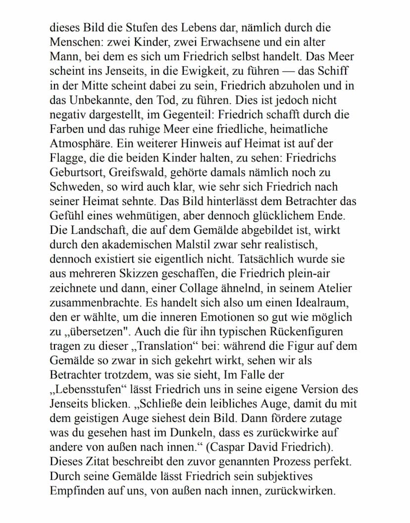 Caspar David Friedrich im Vergleich mit Paul Cézanne
Nur 45 Jahre liegen zwischen den beiden vorliegenden
Werken, ,,Die Lebensstufen“ von Ca
