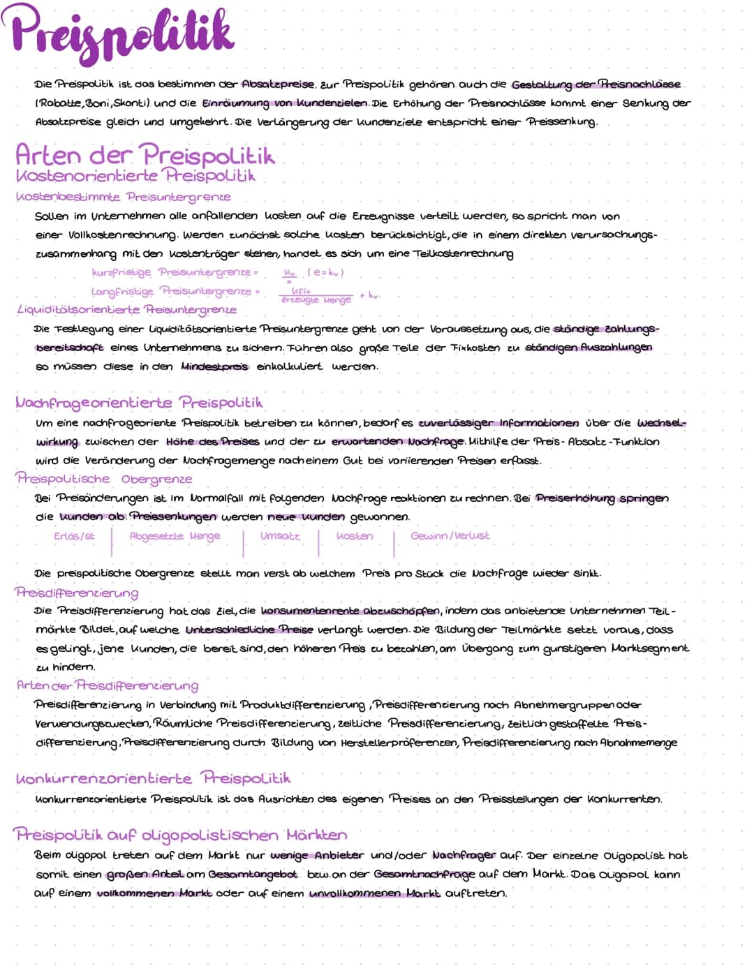 Preispolitik
Die Preispolitik ist das bestimmen der Absatzpreise. Eur Preispolitik gehören auch die Gestaltung der Preisnachlässe
(Rabatte, 