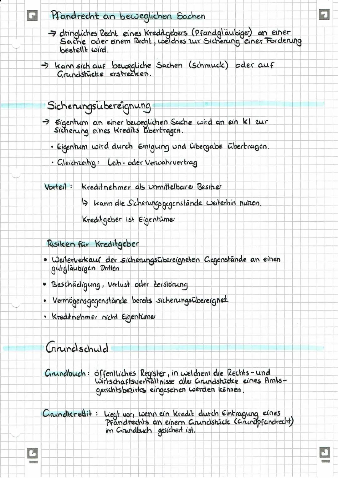 IG
Kreditsicherheiten
Sachsicherheiten aus dem Vermögen des Kreditnehmers
Zession: Abtretung oder Verpfändung von Forderungen
Sicherungsüber