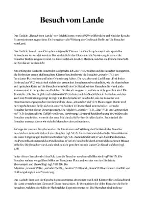 Know Gedichtanalyse von ,,Besuch vom Lande“ von Erich Kästner thumbnail
