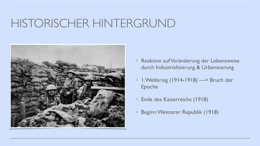 EXPRESSIONISMUS
von Hannah INHALTSVERZEICHNIS
▪ Expressionismus (Allgemein)
▪ Historischer Hintergrund
Themen & Motive
▪ Form, Komposition, 