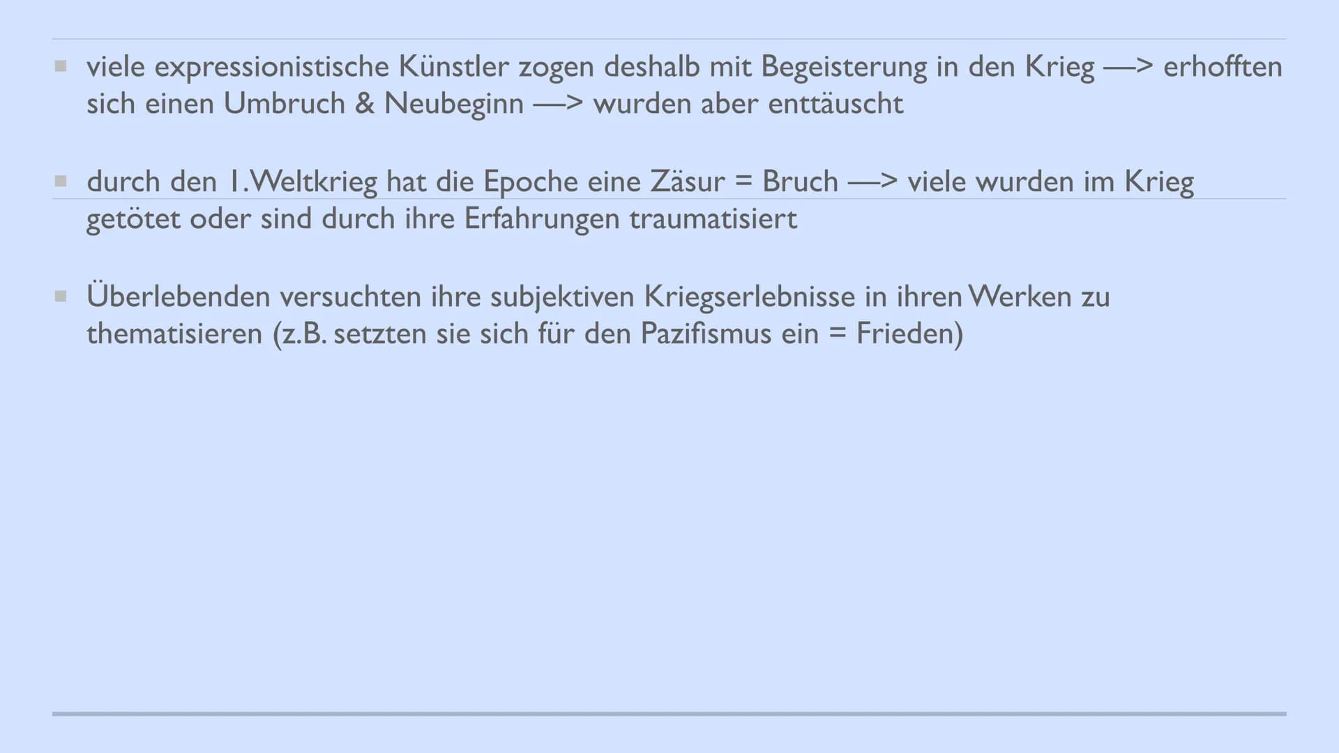 EXPRESSIONISMUS
von Hannah INHALTSVERZEICHNIS
▪ Expressionismus (Allgemein)
▪ Historischer Hintergrund
Themen & Motive
▪ Form, Komposition, 