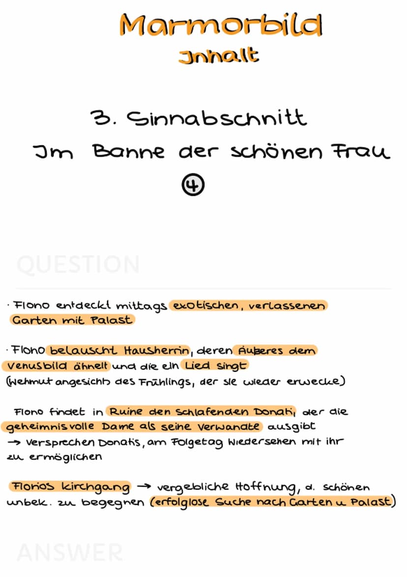 Marmorbild
Dramenverlauf Marmorbild
Inhalt
1 Sinnabschnitt:
Ankunft in Lucca
QUESTION
5
junger Edelmann Florio auf Bildungsreise
nach Lucca 