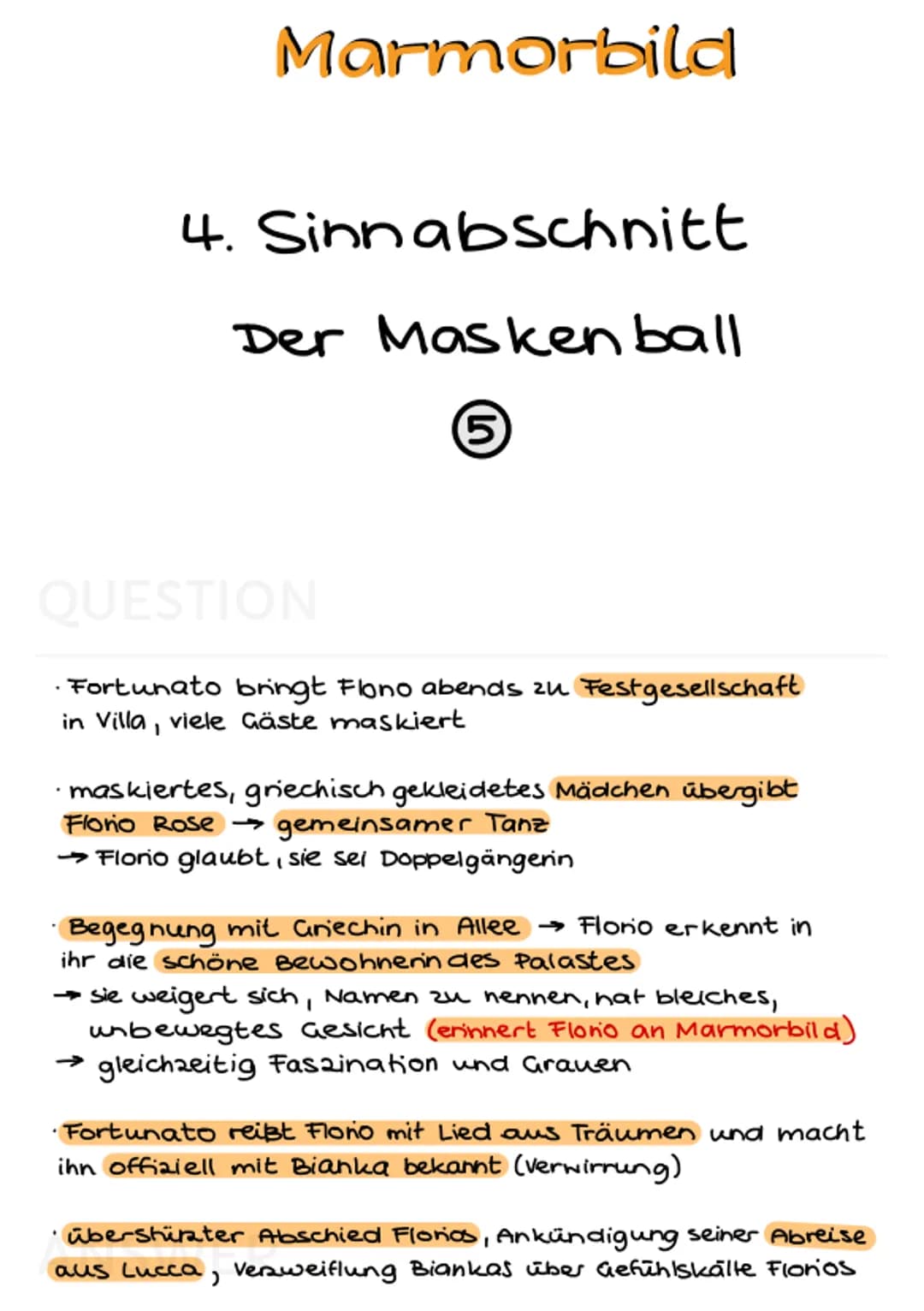 Marmorbild
Dramenverlauf Marmorbild
Inhalt
1 Sinnabschnitt:
Ankunft in Lucca
QUESTION
5
junger Edelmann Florio auf Bildungsreise
nach Lucca 