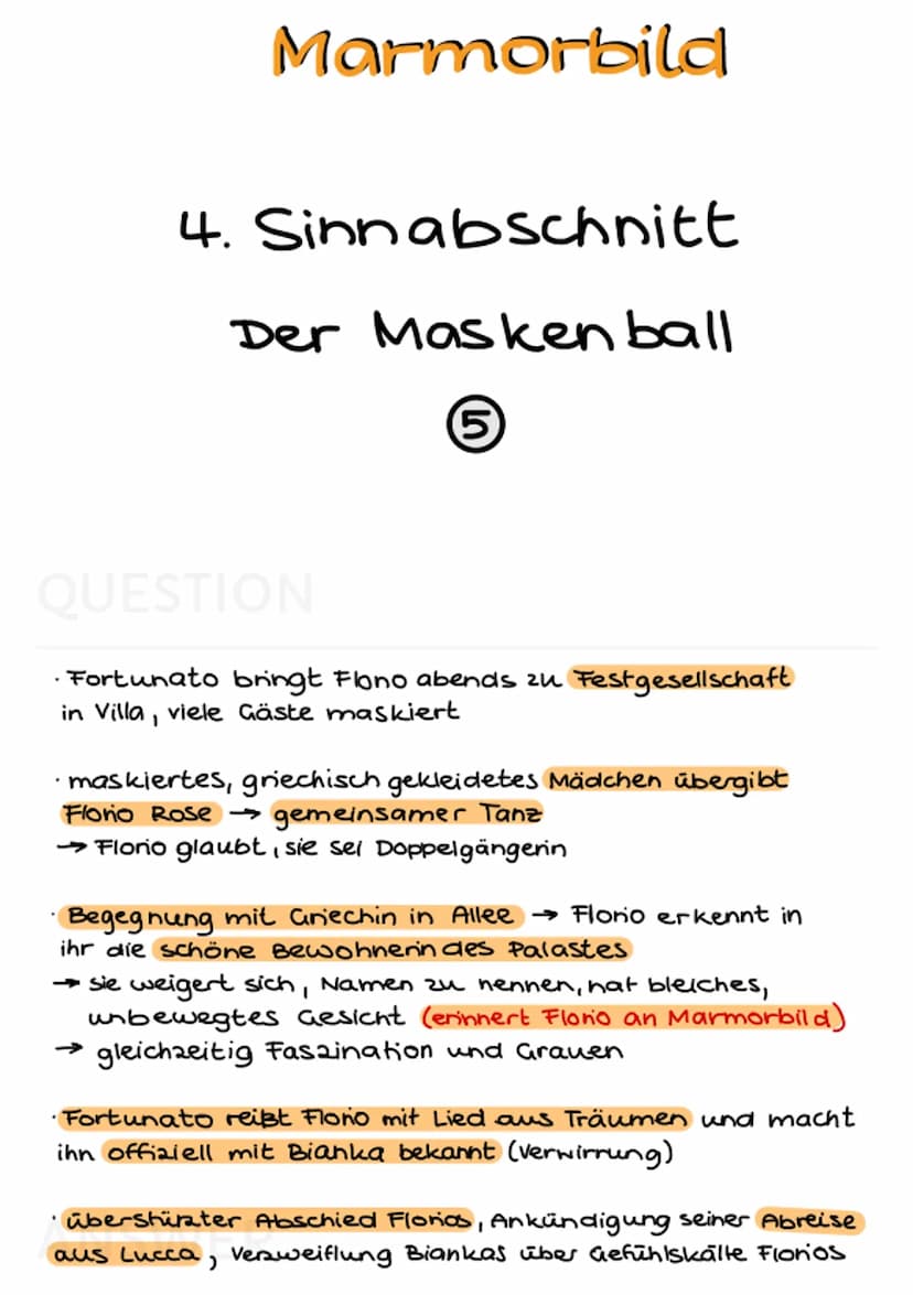 Marmorbild
Dramenverlauf Marmorbild
Inhalt
1 Sinnabschnitt:
Ankunft in Lucca
QUESTION
5
junger Edelmann Florio auf Bildungsreise
nach Lucca 