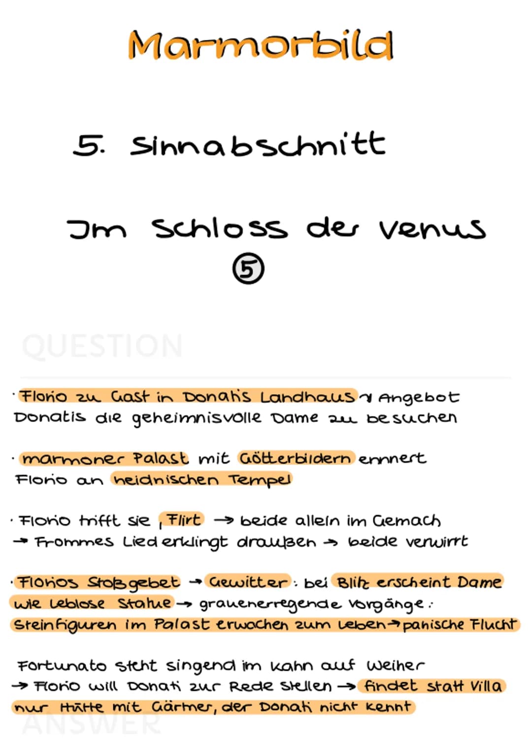 Marmorbild
Dramenverlauf Marmorbild
Inhalt
1 Sinnabschnitt:
Ankunft in Lucca
QUESTION
5
junger Edelmann Florio auf Bildungsreise
nach Lucca 
